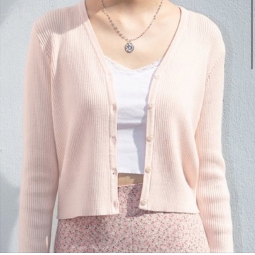 Brandy Melville blush knit cropped cardigan